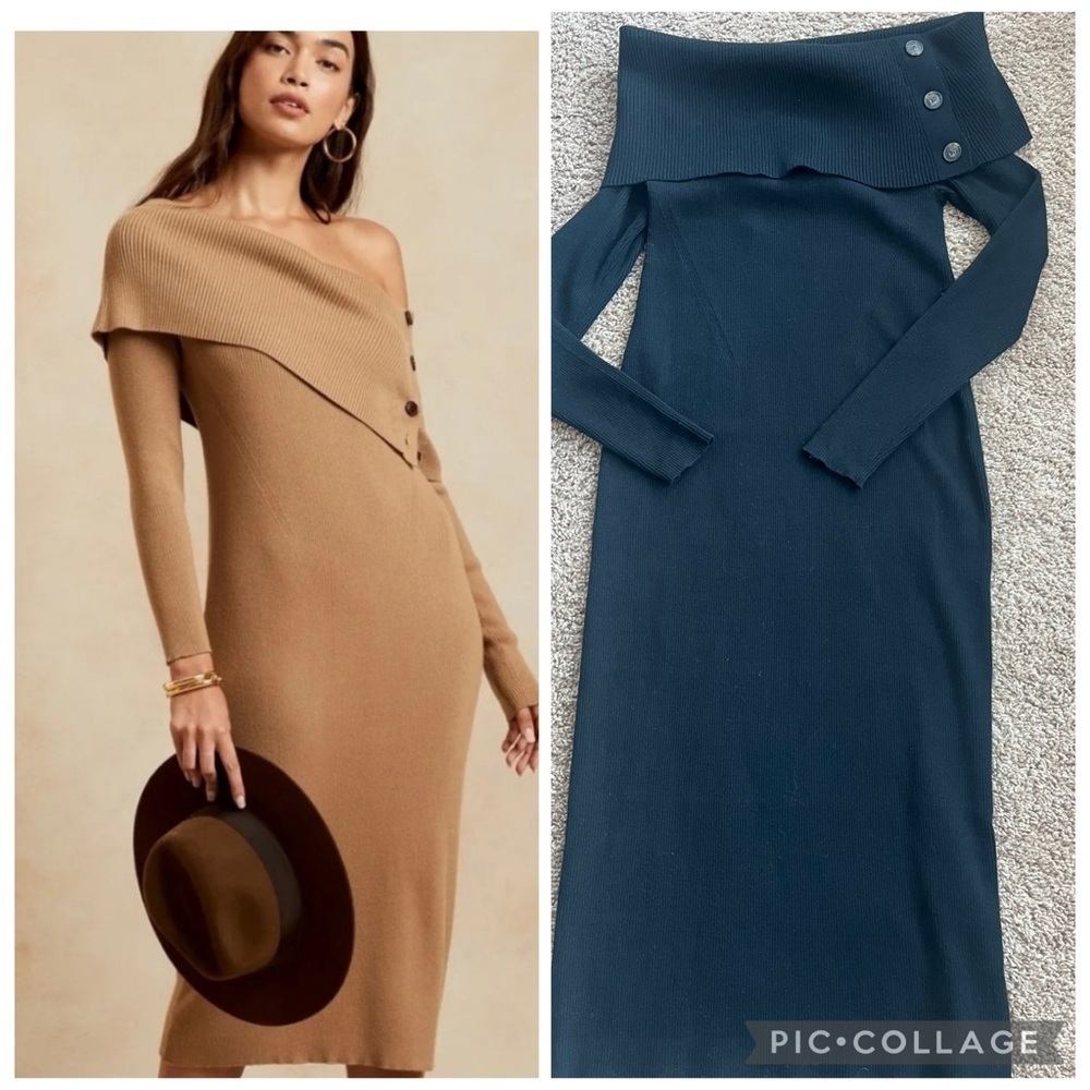 NWT Banana Republic One Shoulder Dress in Black Size Small